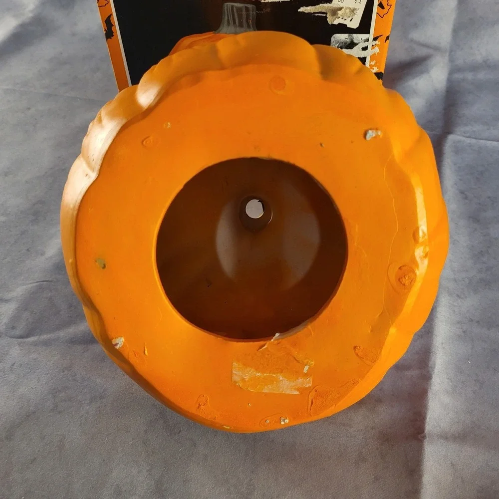 Vintage Jack o Lantern Pumpkin Earthware Halloween Candle Holder Ceramic 6
